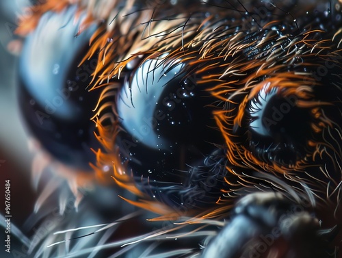 Macro shot of a spiders eyes, revealing the arrangement and keen sight, ideal for arachnid vision studies photo