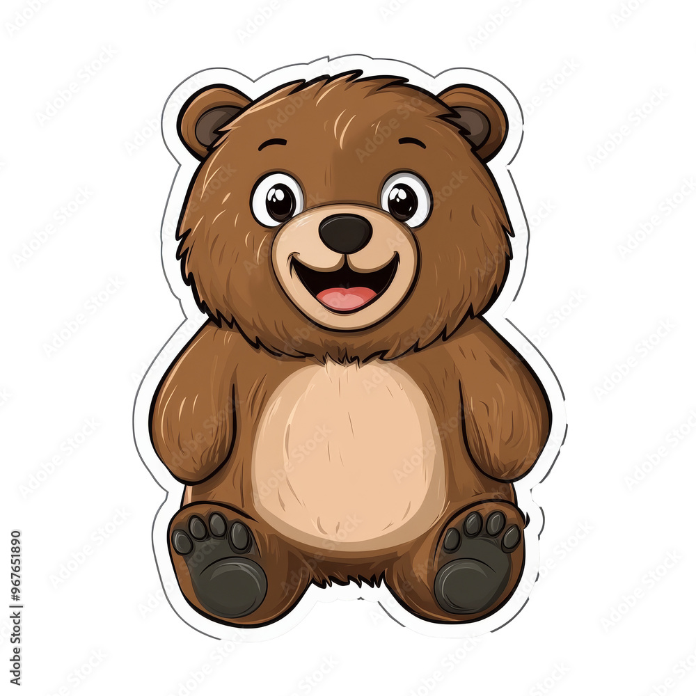 Happy cartoon bear sitting down, cut out transparent Happy cartoon bear sitting down, cut out transparent