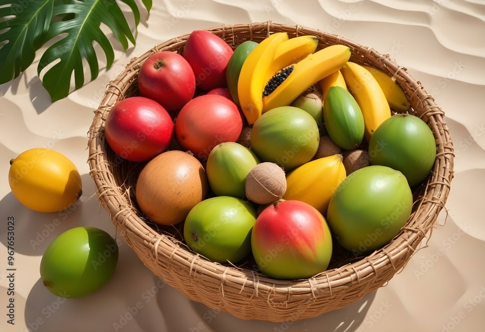 Freshness and variety of healthy fruits on wooden table generated by artificial intelligence Freshness and variety of healthy fruits on wooden table generated by artificial intelligence