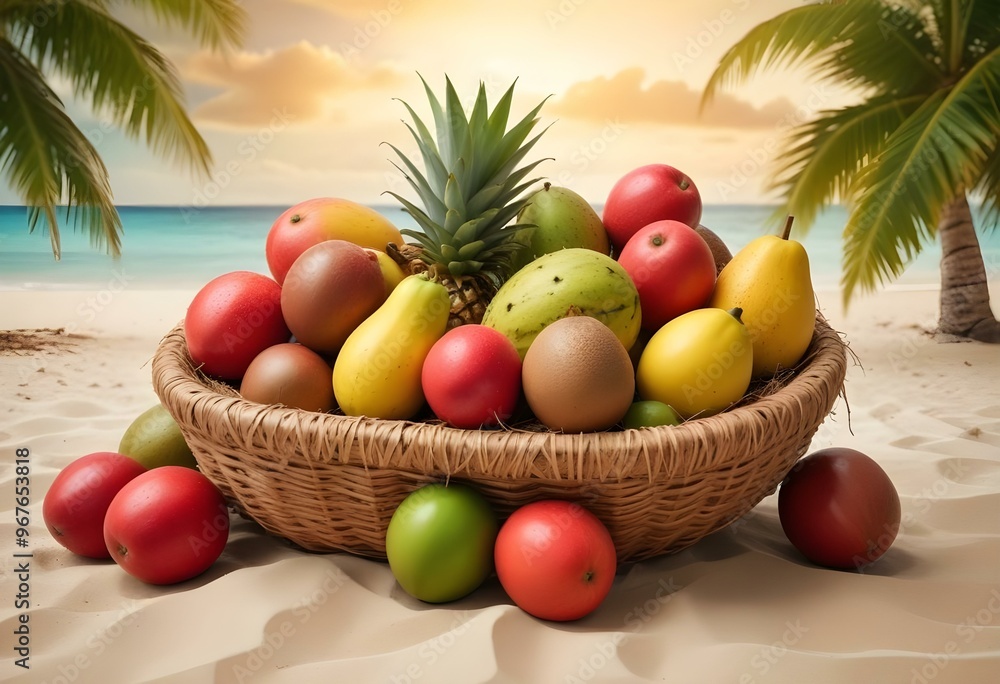 Freshness and variety of healthy fruits on wooden table generated by artificial intelligence Freshness and variety of healthy fruits on wooden table generated by artificial intelligence