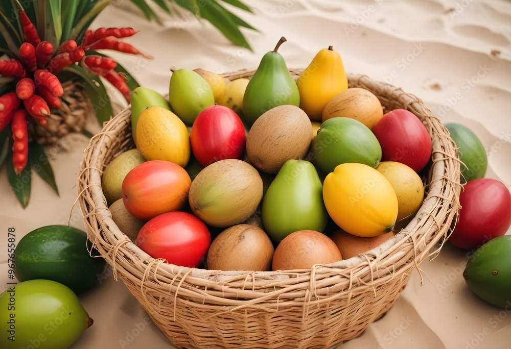 Freshness and variety of healthy fruits on wooden table generated by artificial intelligence Freshness and variety of healthy fruits on wooden table generated by artificial intelligence