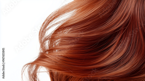 Close-up view of red hair on a light background.