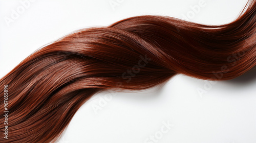 Red shiny hair wave on a light background.