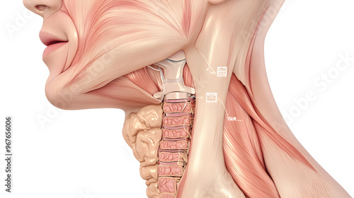 Illustration of Glandular System and Adenectomy Procedure Steps with Icons photo