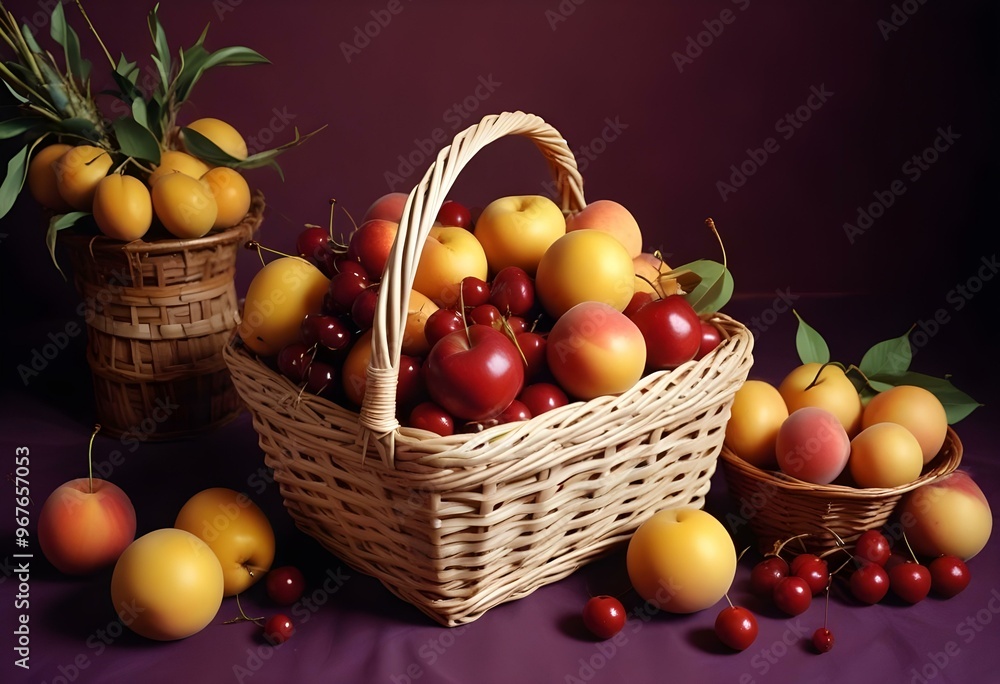 Freshness and variety of healthy fruits on wooden table generated by artificial intelligence Freshness and variety of healthy fruits on wooden table generated by artificial intelligence