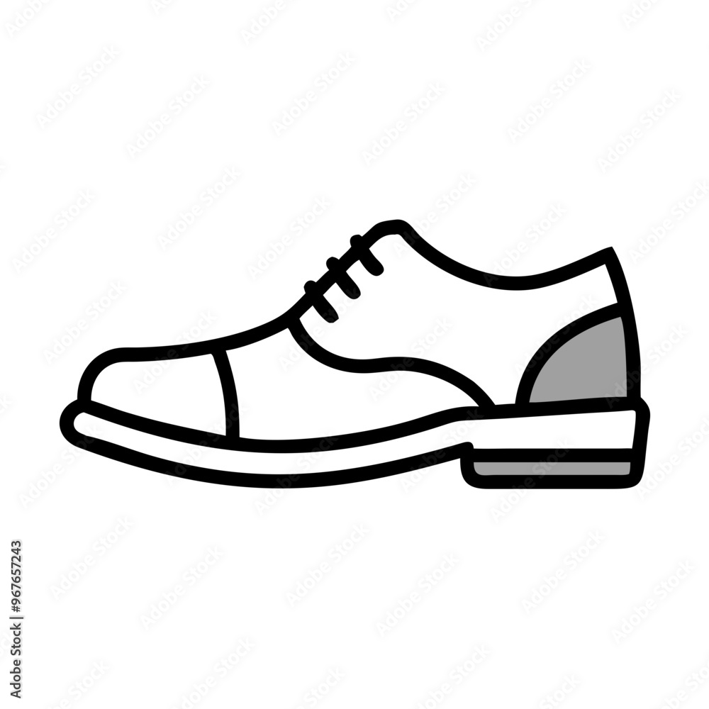 Formal shoe line icon with shaded heel, black and white, minimalistic
Formal shoe line icon with shaded heel, black and white, minimalistic