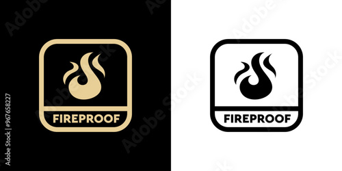 Fireproof - vector signs for protective clothes or coating labeling.