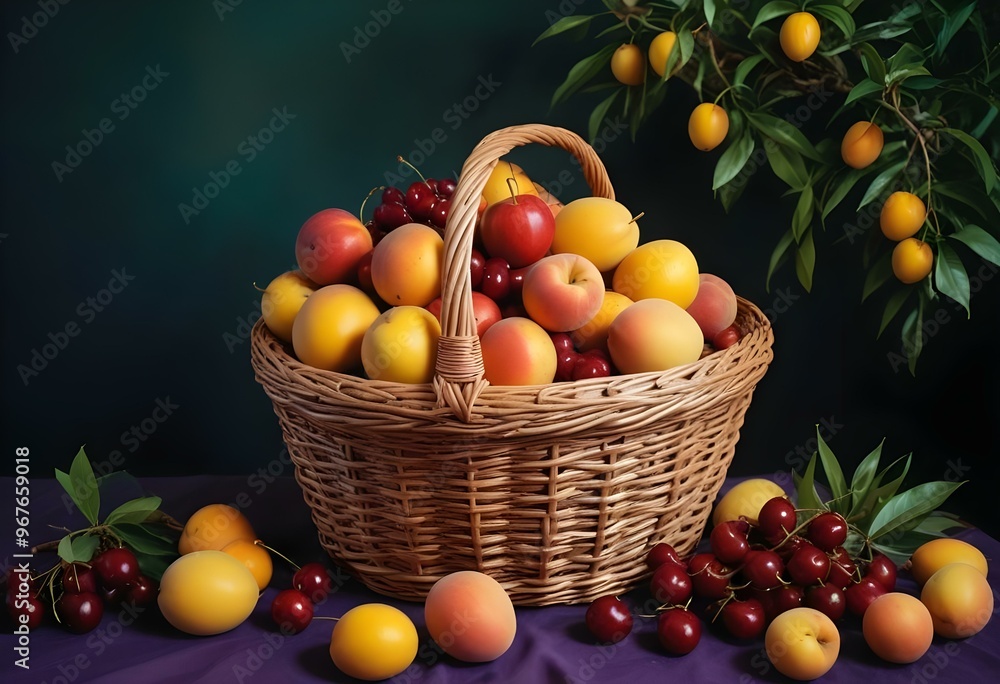 Freshness and variety of healthy fruits on wooden table generated by artificial intelligence Freshness and variety of healthy fruits on wooden table generated by artificial intelligence
