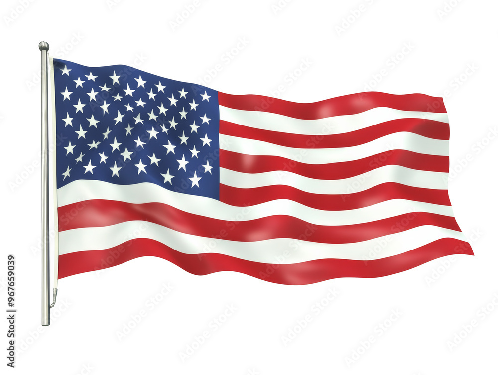 American flag waving in the breeze, cut out transparent American flag waving in the breeze, cut out transparent