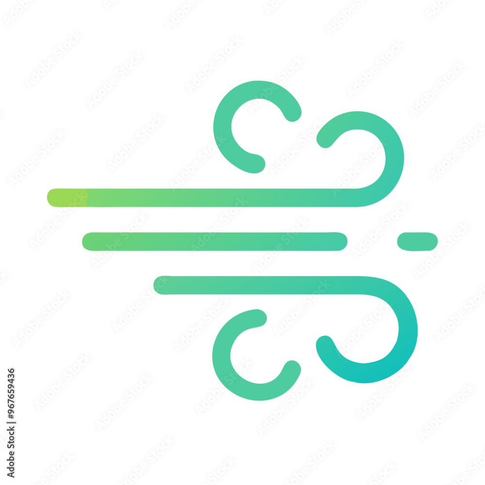 Wind icon, green and minimal, weather and climate concept Wind icon, green and minimal, weather and climate concept