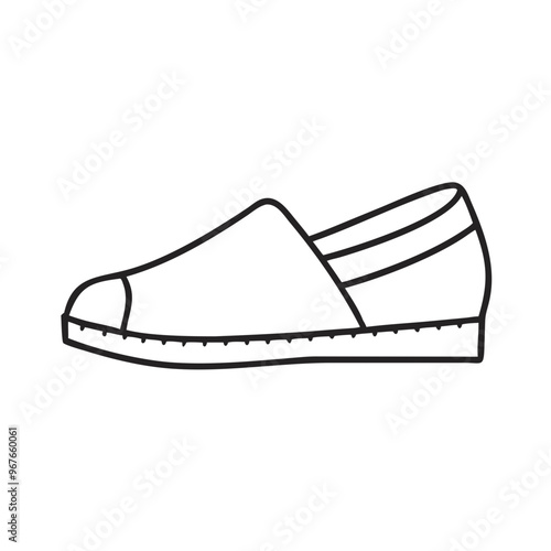 Black and white espadrille illustration, casual summer footwear design