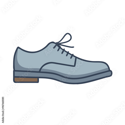 Gray oxford shoe illustration, formal business footwear design
