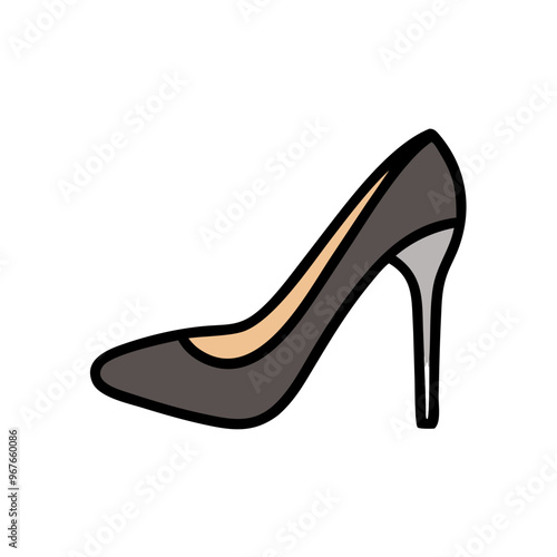 Black high-heeled shoe illustration, elegant and modern formal footwear 