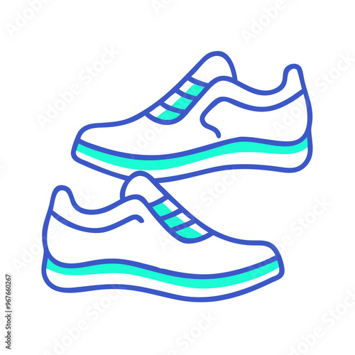 White and blue sneakers illustration, sporty and casual design
