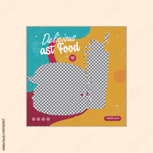 Delicious fast food social media post design