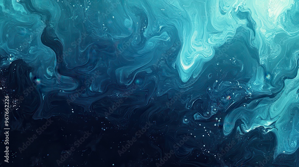 Swirling shades of blue and green blend together, creating a dynamic, fluid pattern beneath the water's surface Swirling shades of blue and green blend together, creating a dynamic, fluid pattern beneath the water's surface