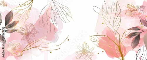 composicion de flores de acuarela rosas sobre fondo blanco