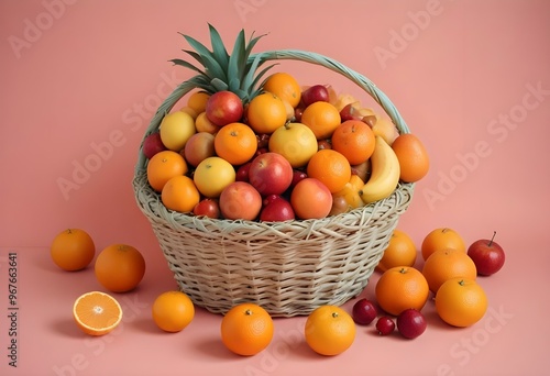 Freshness and variety of healthy fruits on wooden table generated by artificial intelligence