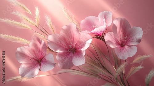Delicate Pink Flowers with Soft Sunlight