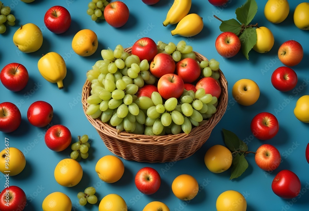 Freshness and variety of healthy fruits on wooden table generated by artificial intelligence Freshness and variety of healthy fruits on wooden table generated by artificial intelligence
