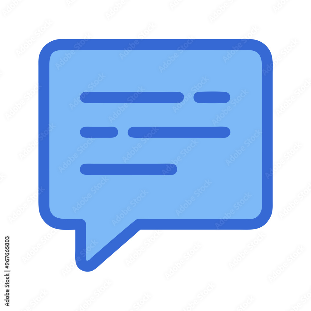 Smooth blue speech bubble with text lines for communication and messaging design concept Smooth blue speech bubble with text lines for communication and messaging design concept