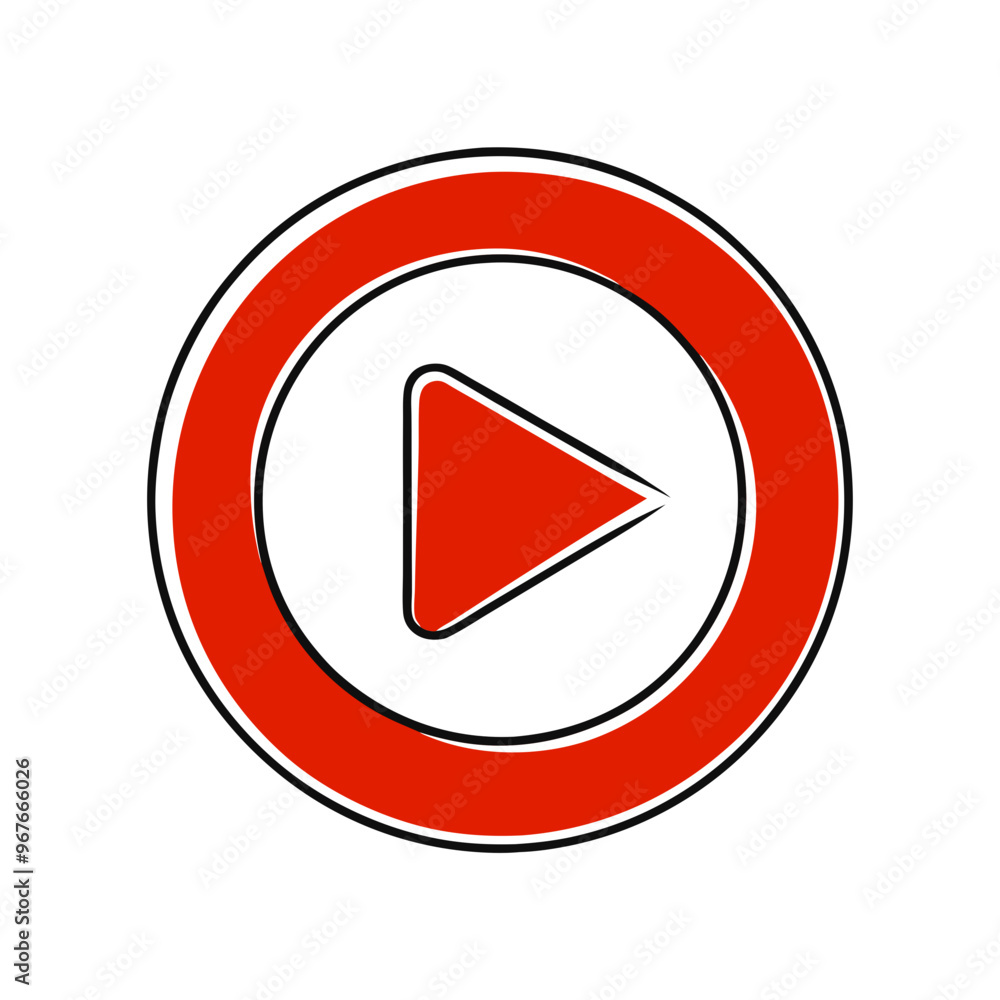 Red play button icon in circular design representing media playback in modern flat style with copy space
Red play button icon in circular design representing media playback in modern flat style with copy space