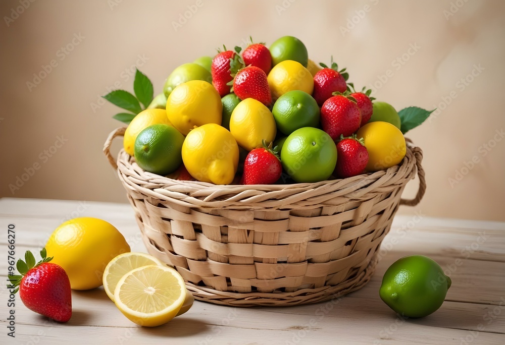 Freshness and variety of healthy fruits on wooden table generated by artificial intelligence Freshness and variety of healthy fruits on wooden table generated by artificial intelligence