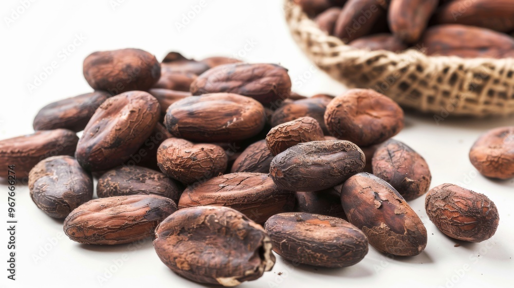 cocoa beans on white cocoa beans on white