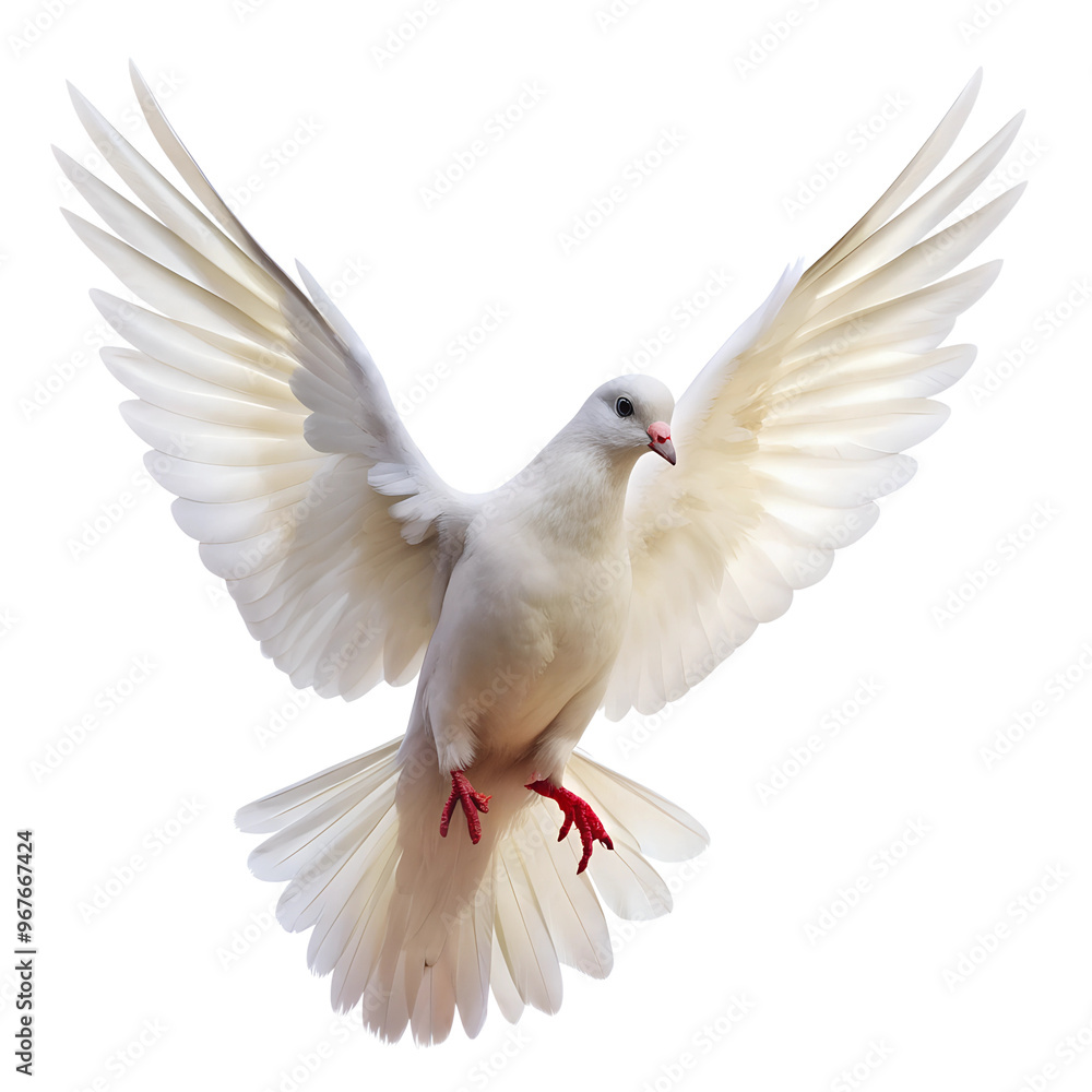 White dove soaring against clear sky, cut out transparent White dove soaring against clear sky, cut out transparent