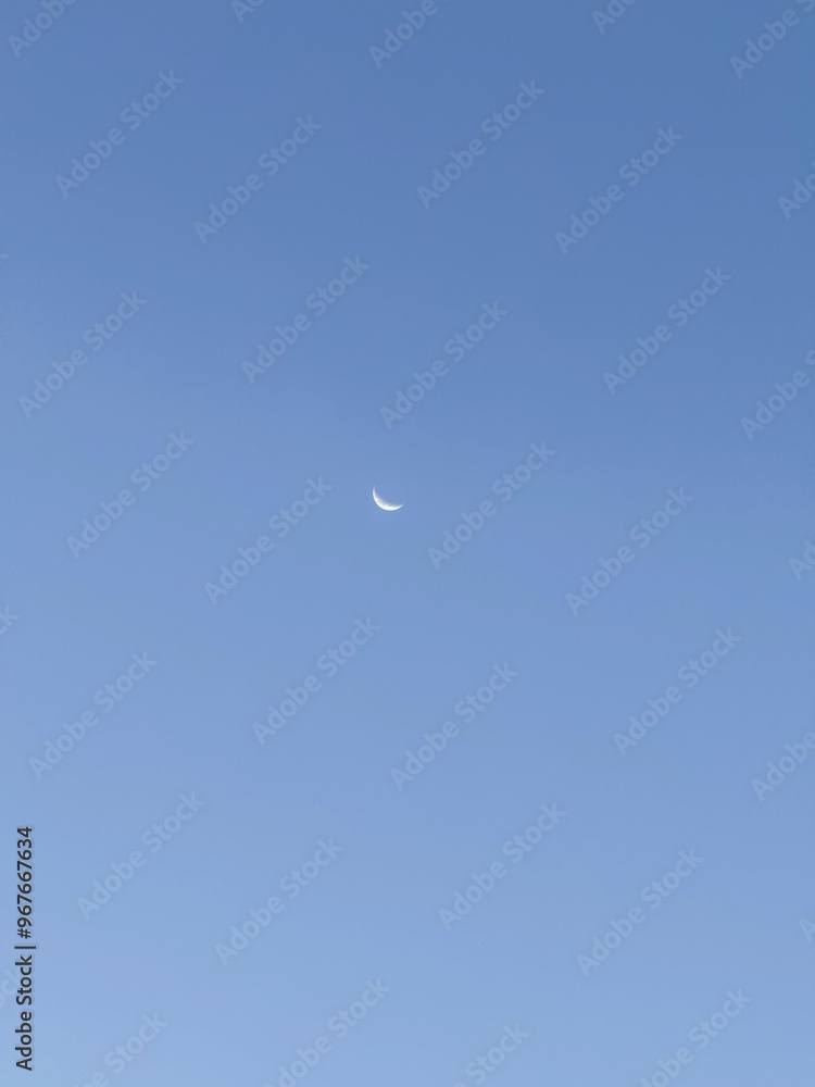 Crescent Moon, Morning Moon under Blue Sky Crescent Moon, Morning Moon under Blue Sky
