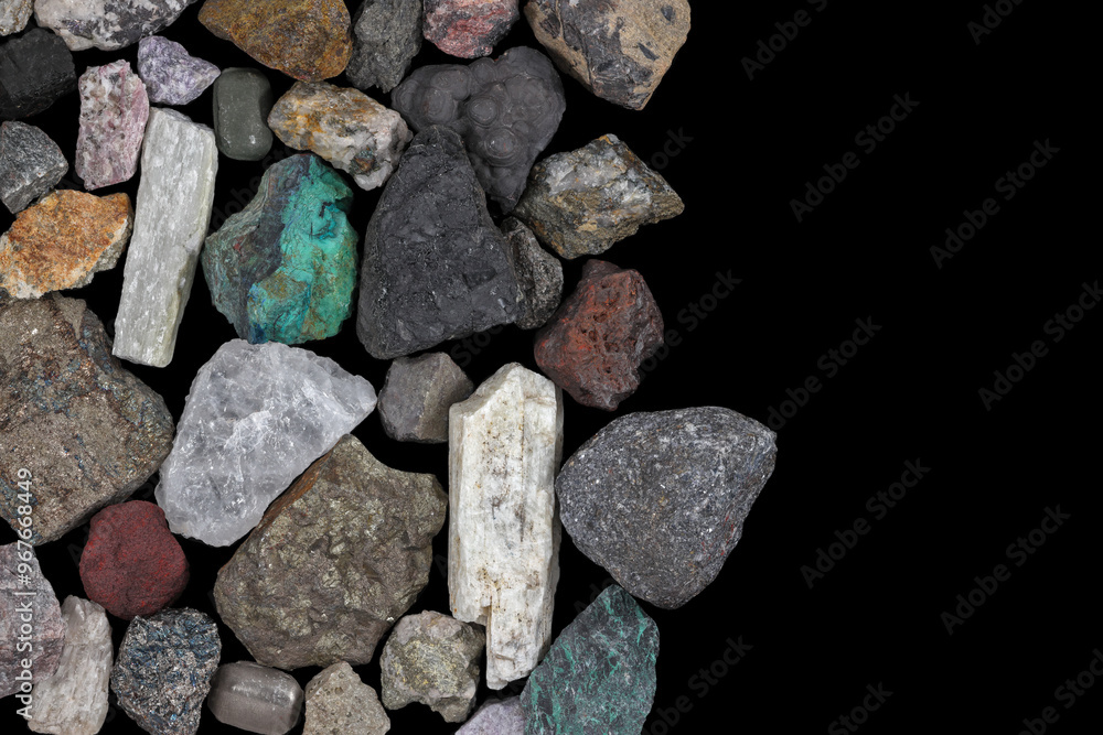Mixture of mine, mining ores, commodities, metals, coal. Background concept, texture, rocks, with copy space. Variety, mixed, many, multi-colored, colorful. Bear, bull market. Mixture of mine, mining ores, commodities, metals, coal. Background concept, texture, rocks, with copy space. Variety, mixed, many, multi-colored, colorful. Bear, bull market.