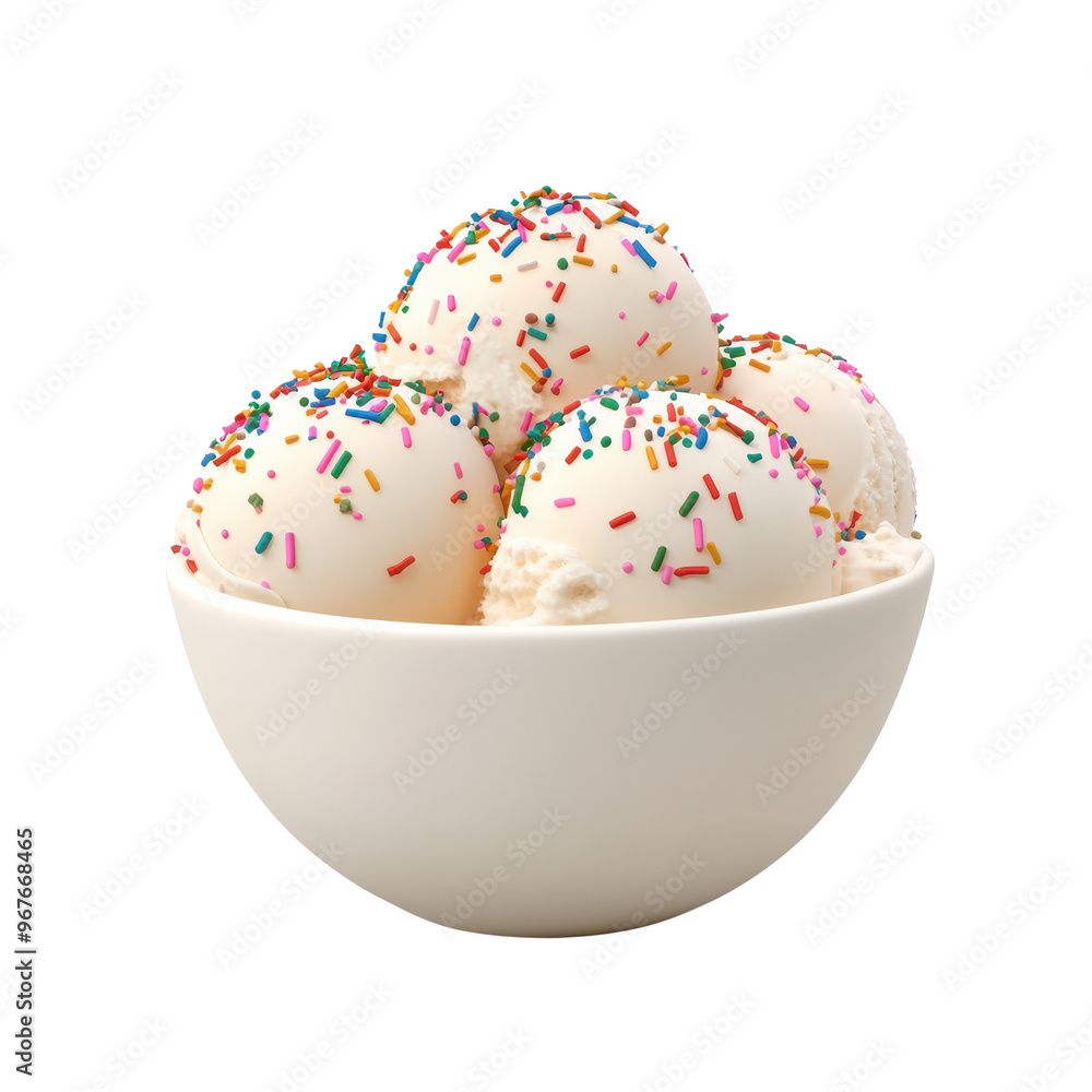 A delightful bowl of creamy vanilla ice cream topped with colorful sprinkles, perfect for a sweet treat or dessert. A delightful bowl of creamy vanilla ice cream topped with colorful sprinkles, perfect for a sweet treat or dessert.