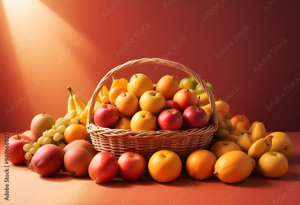 Freshness and variety of healthy fruits on wooden table generated by artificial intelligence Freshness and variety of healthy fruits on wooden table generated by artificial intelligence