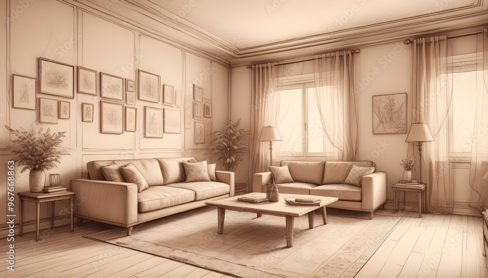 Photo interior modern design room 3d illustration; Photo interior modern design room 3d illustration;