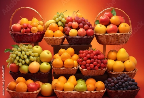 Freshness and variety of healthy fruits on wooden table generated by artificial intelligence