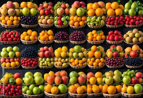 Freshness and variety of healthy fruits on wooden table generated by artificial intelligence