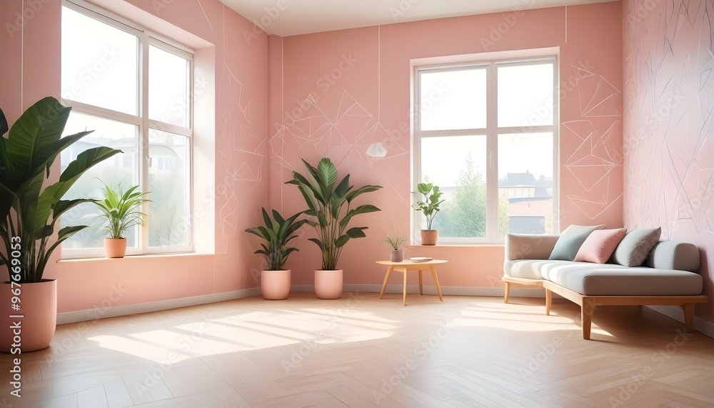 Fototapeta premium Photo interior modern design room 3d illustration;