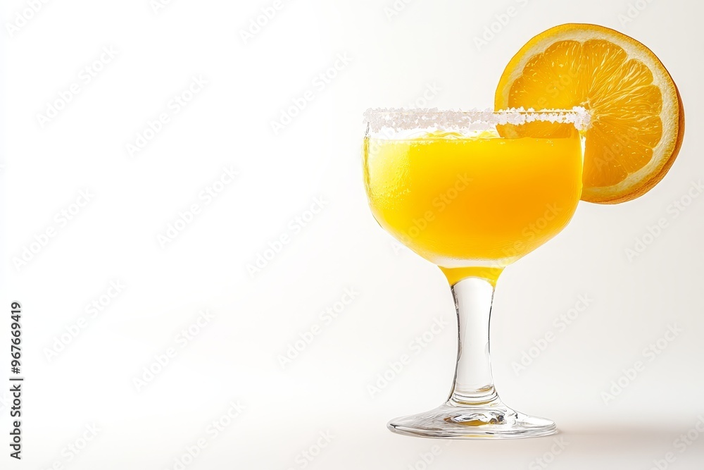 Refreshing Orange Cocktail in Margarita Glass with Salted Rim, Isolated on White Background Refreshing Orange Cocktail in Margarita Glass with Salted Rim, Isolated on White Background