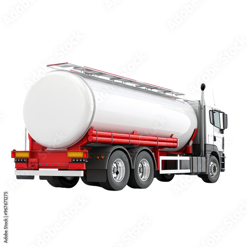 A white fuel tanker truck on a clean background, designed for transporting liquids safely and efficiently.