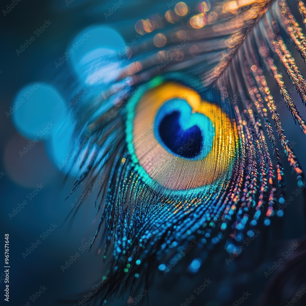 Naklejka premium Peacock Feather Close-up