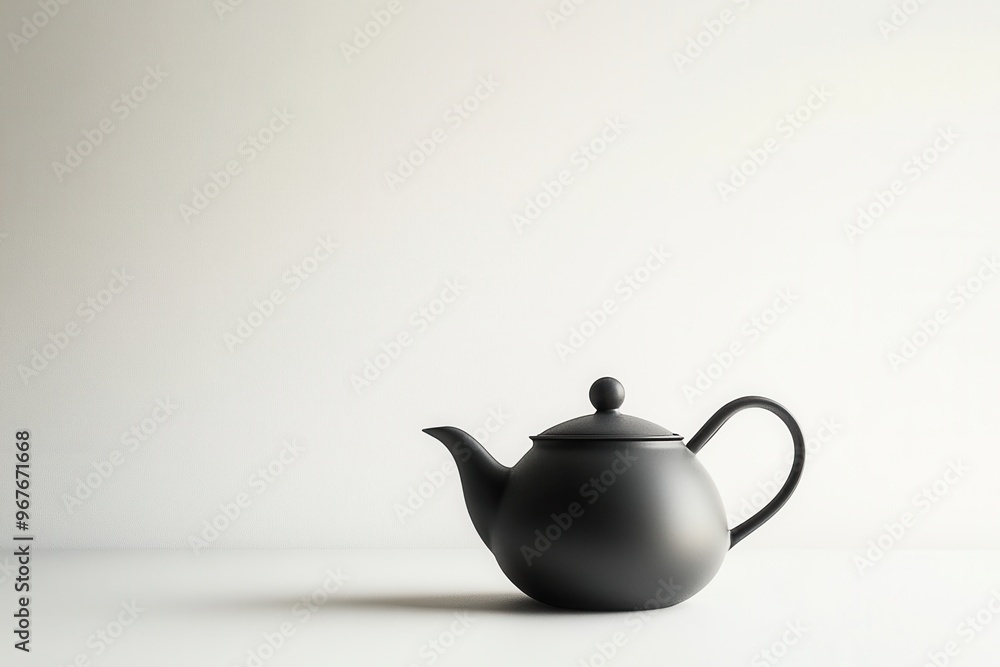 A minimalist black teapot on a simple background, perfect for stylish kitchen decor or tea-related visuals. A minimalist black teapot on a simple background, perfect for stylish kitchen decor or tea-related visuals.