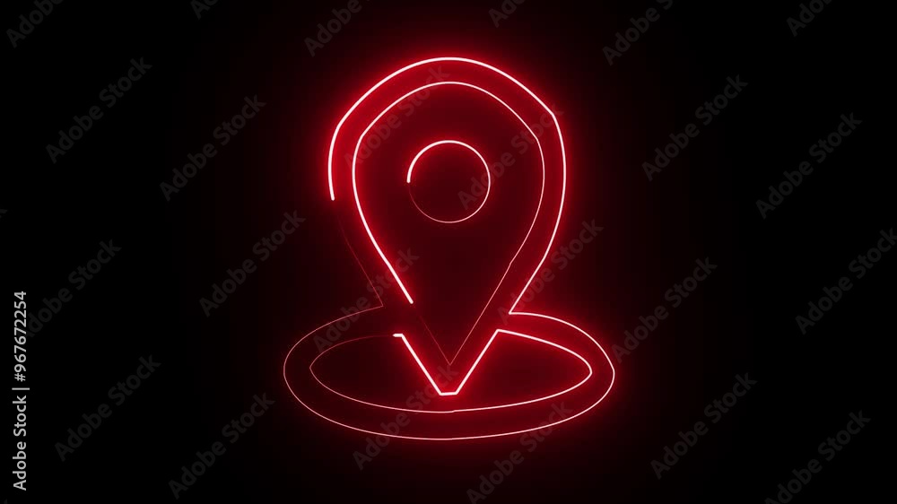 Location icon animation by red color neon on black background. Location icon animation by red color neon on black background.