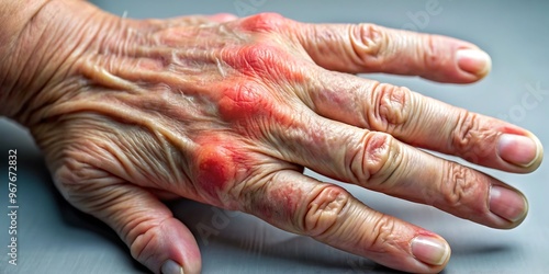 Human Hand Showing Effects of Arthritis with Swollen Knuckles