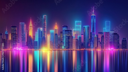 background colored lights of the big city