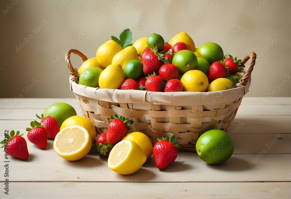 Freshness and variety of healthy fruits on wooden table generated by artificial intelligence Freshness and variety of healthy fruits on wooden table generated by artificial intelligence