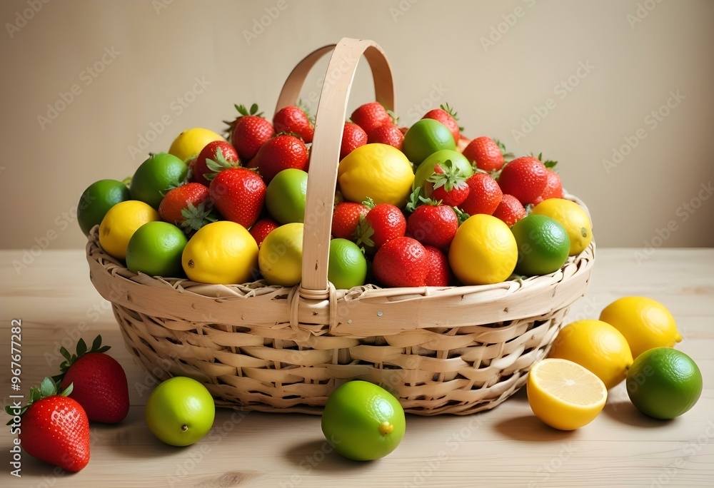 Freshness and variety of healthy fruits on wooden table generated by artificial intelligence Freshness and variety of healthy fruits on wooden table generated by artificial intelligence