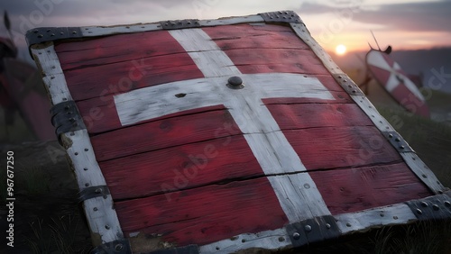 Rectangular Tower Shield with Iron Accents photo