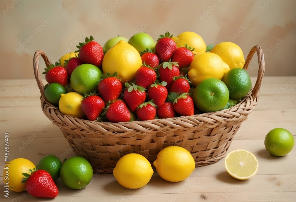 Freshness and variety of healthy fruits on wooden table generated by artificial intelligence Freshness and variety of healthy fruits on wooden table generated by artificial intelligence