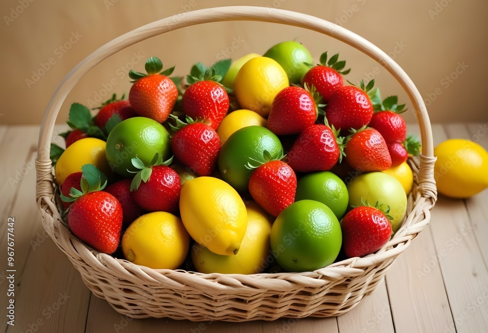 Freshness and variety of healthy fruits on wooden table generated by artificial intelligence Freshness and variety of healthy fruits on wooden table generated by artificial intelligence