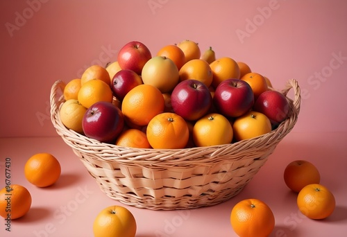 Freshness and variety of healthy fruits on wooden table generated by artificial intelligence